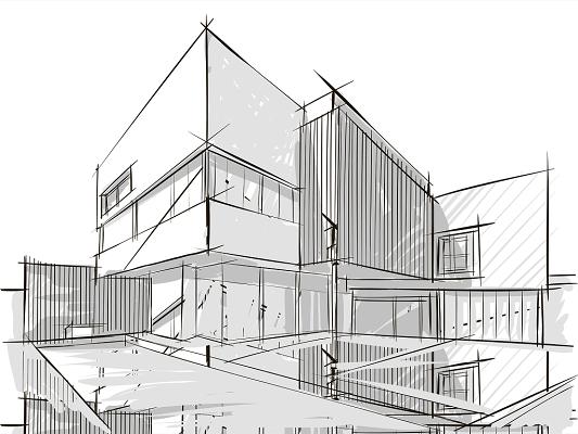 黑色线稿设计图建筑图纸建筑png素材